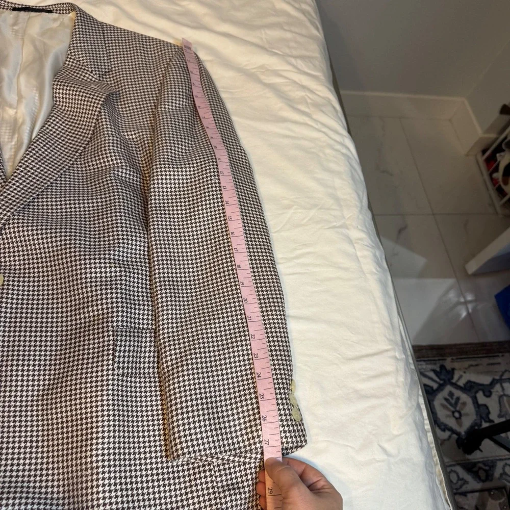 Countess Mara 100% silk Mens Brown Houndstooth Blazer Sport Coat 48L